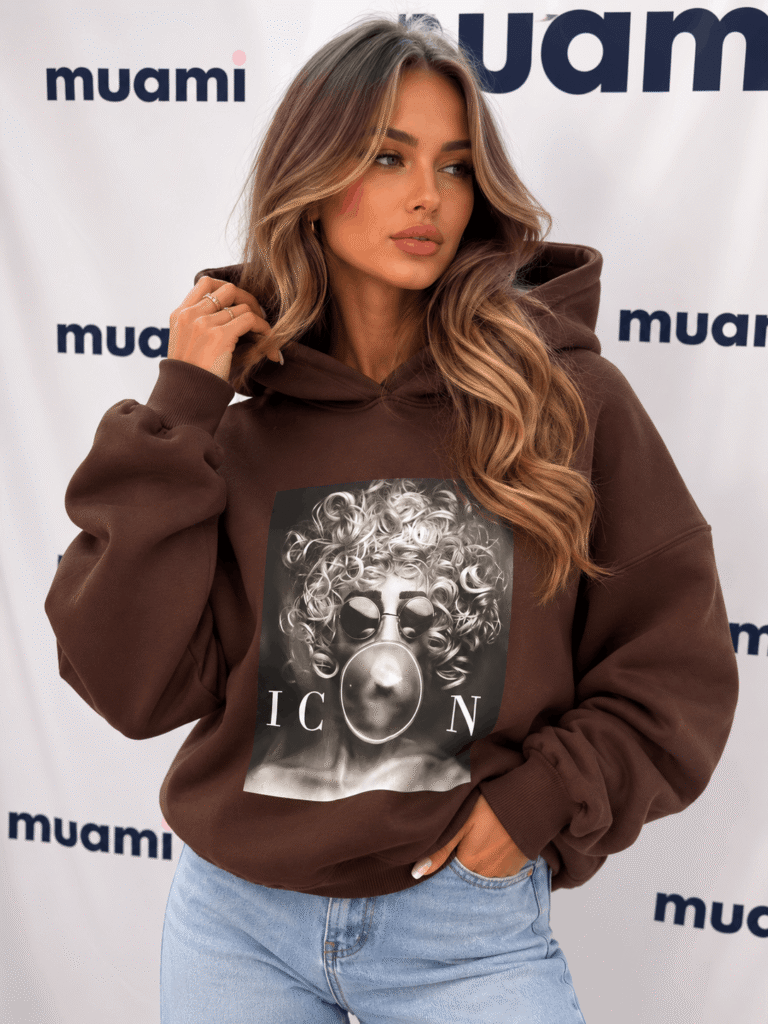 Bluza damska z kapturem ICON – brązowa