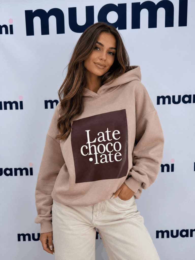 Bluza damska z kapturem Late Chocolate – kolor latte